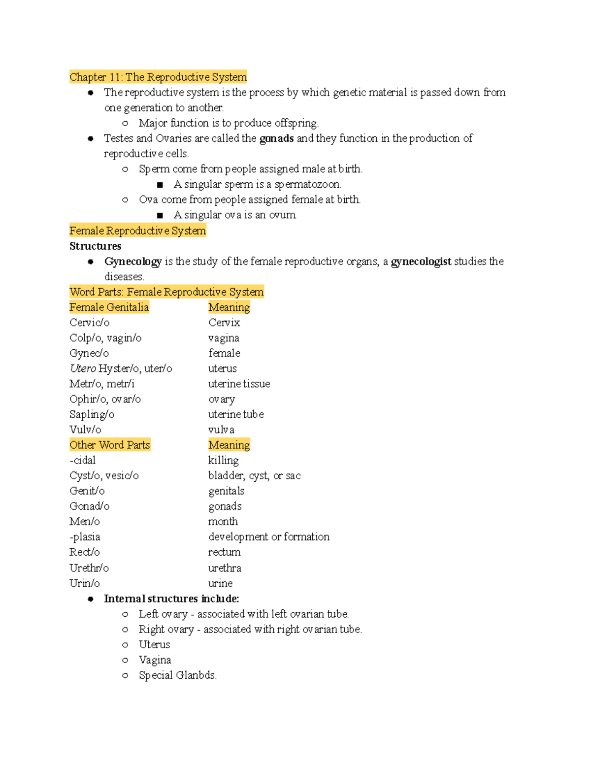 medical terminology chapter 11 homework quizlet