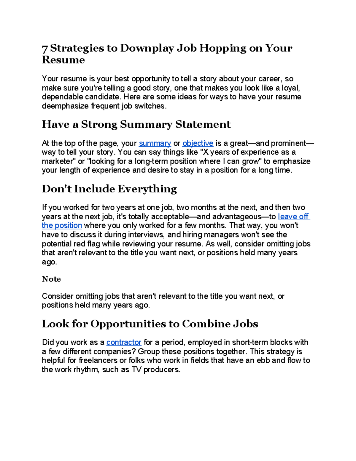 Job - Information about multiple short-term job history - 7 Strategies ...
