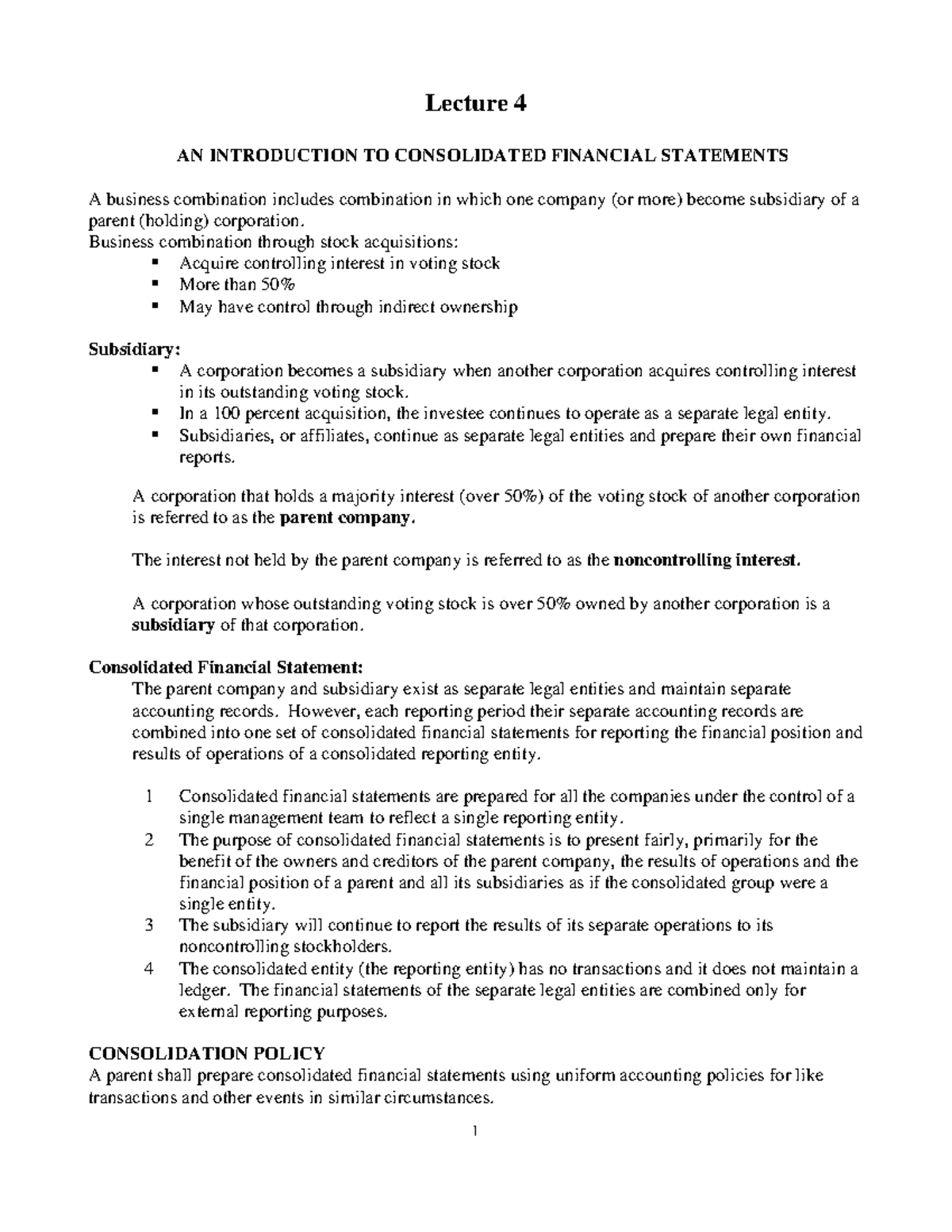 Lecture 4 advanced accounting - Accounting principles - Studocu