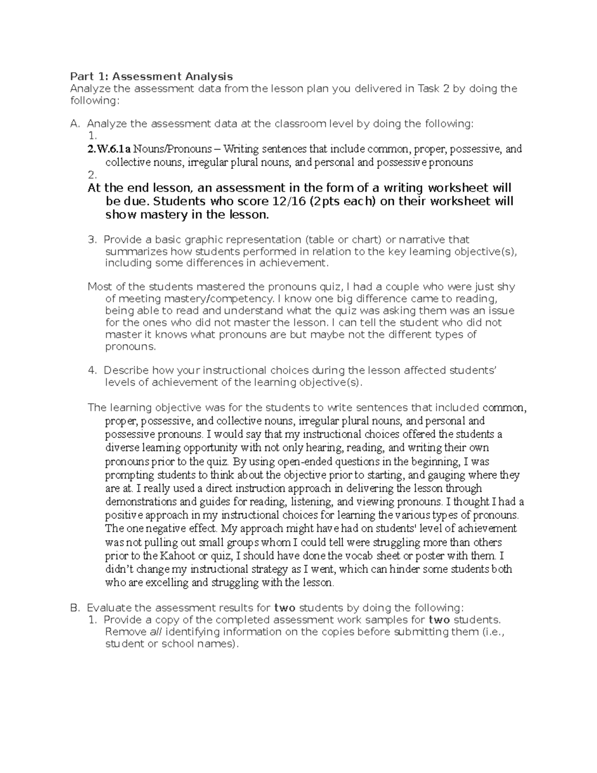 PCE Task 3 preclinical task 3 Part 1 Assessment Analysis Analyze