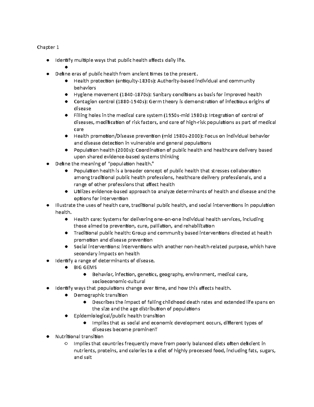 Community health Midterm Study Guide Chapter 1 Identify multiple