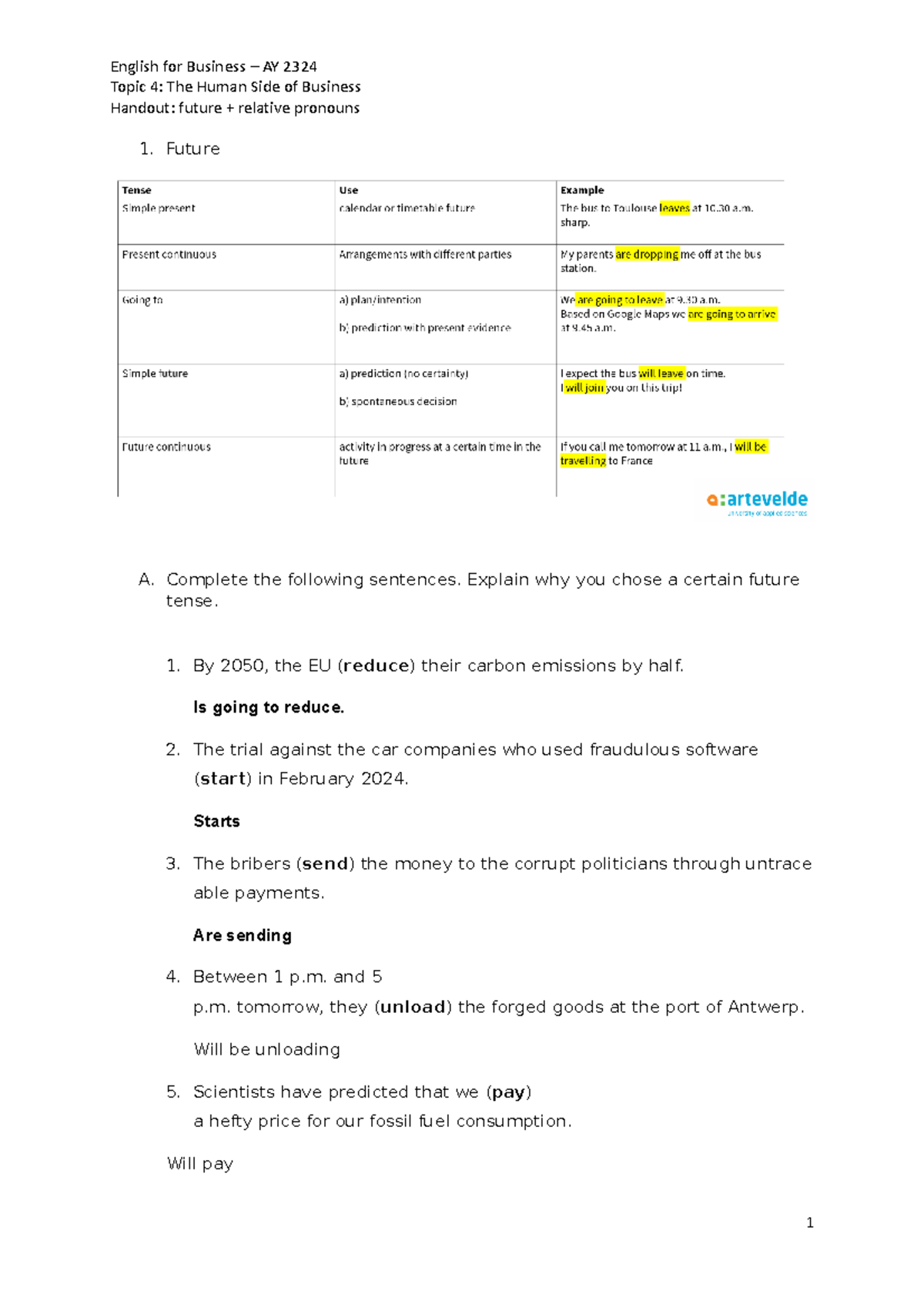 Thsob - grammar handout used in class - Topic 4: The Human Side of ...