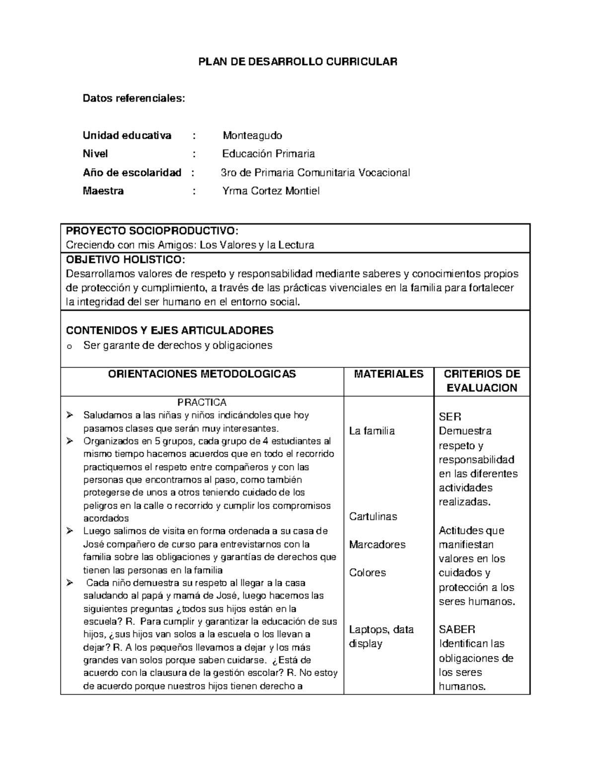 3° de primaria plan de desarrollo curricular 002 - PLAN DE DESARROLLO ...