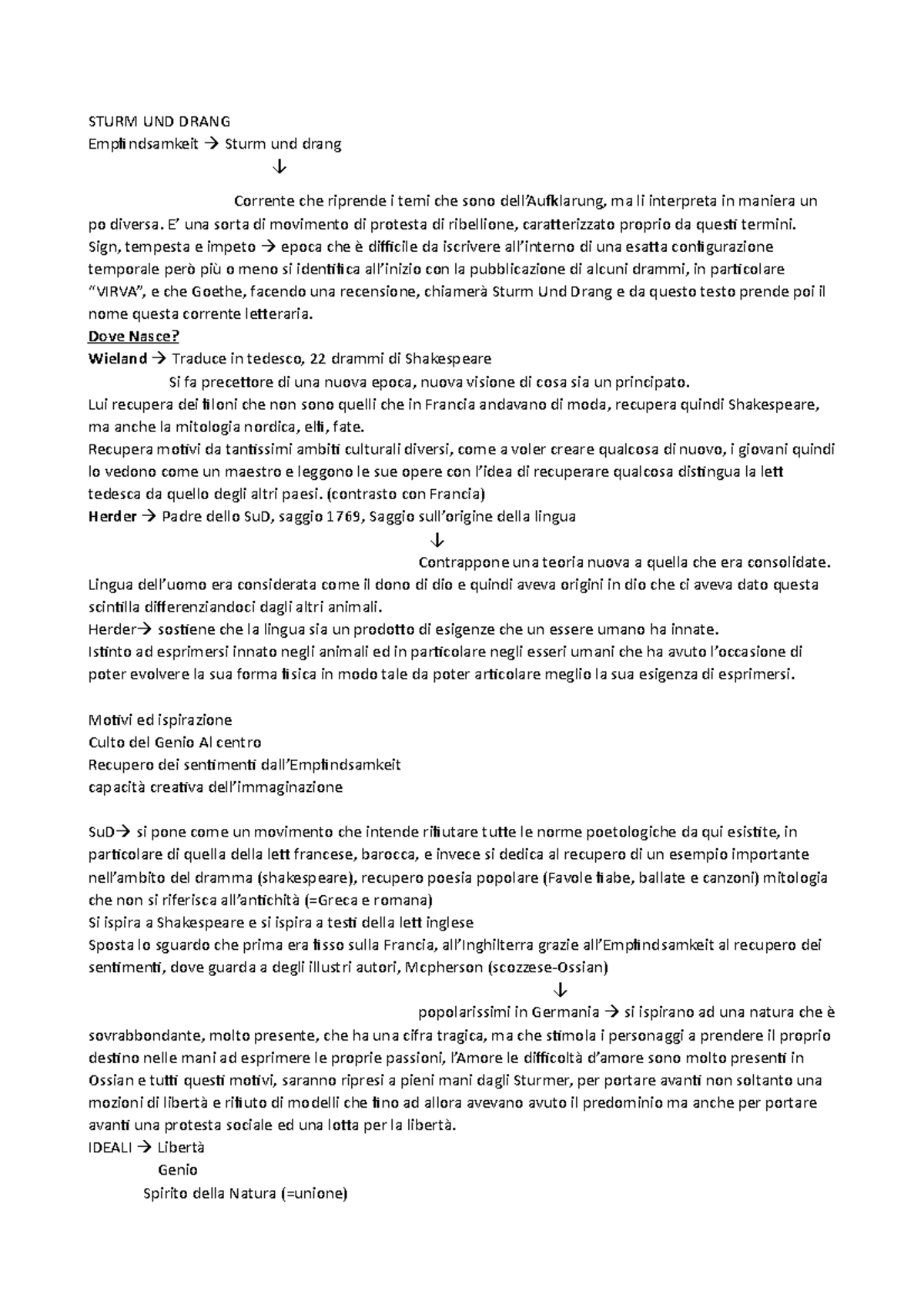 Lezione Sturm Und Drang trascritta STURM UND DRANG Empfindsamkeit