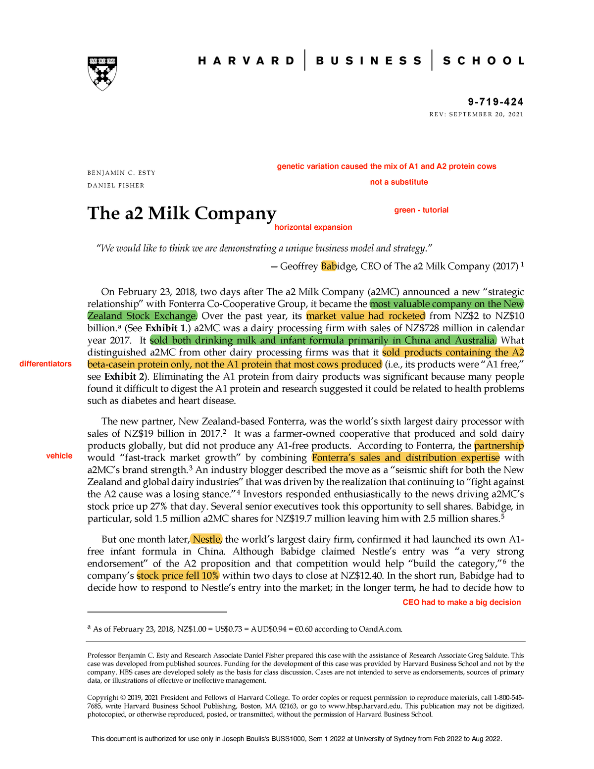 the a2 milk company case study analysis