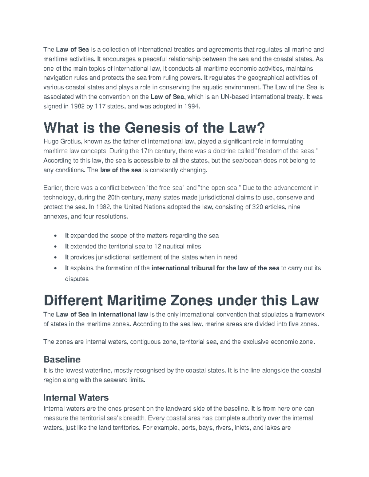 Law of sea - gud - The Law of Sea is a collection of international ...