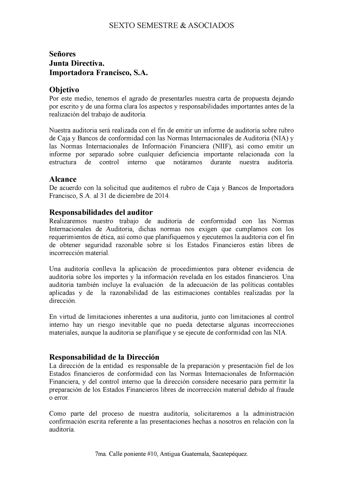 Carta Encargo De Auditoria Ajore 2127