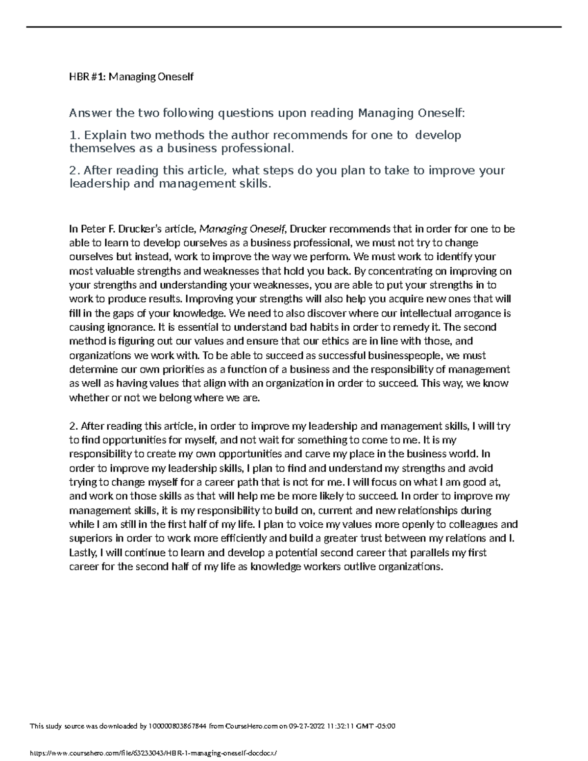 MANAGING ONESELF HBR PDF visual data 6