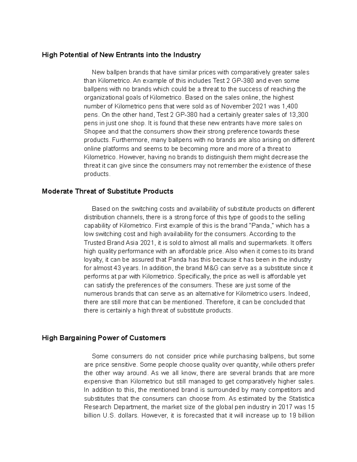 Porter's Five Forces - High Potential of New Entrants into the Industry ...