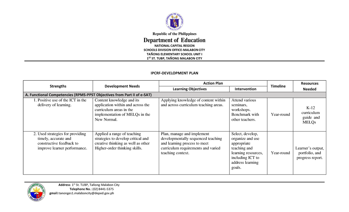 development-plan-deped-sample