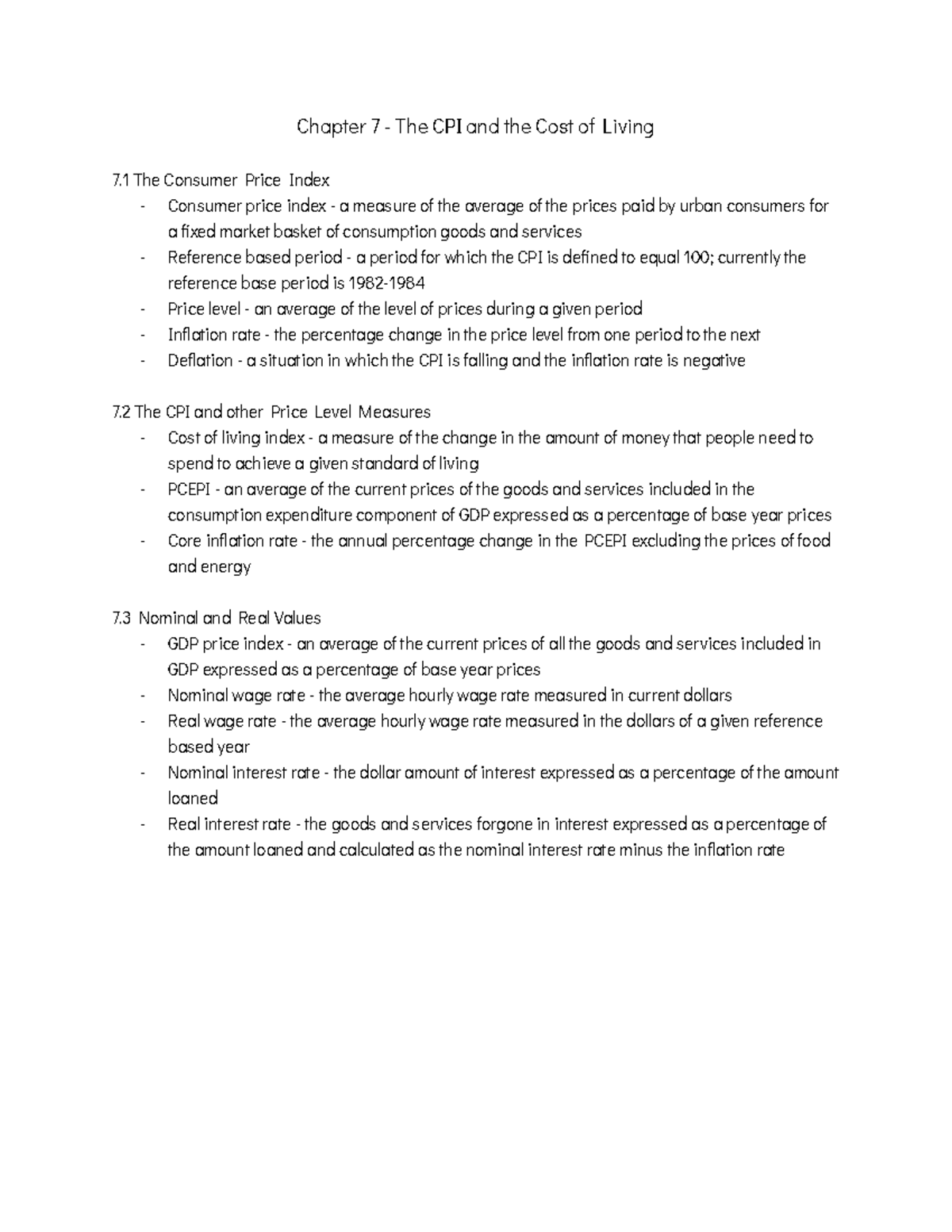 Chapter 7 - The CPI and the Cost of Living - Studocu