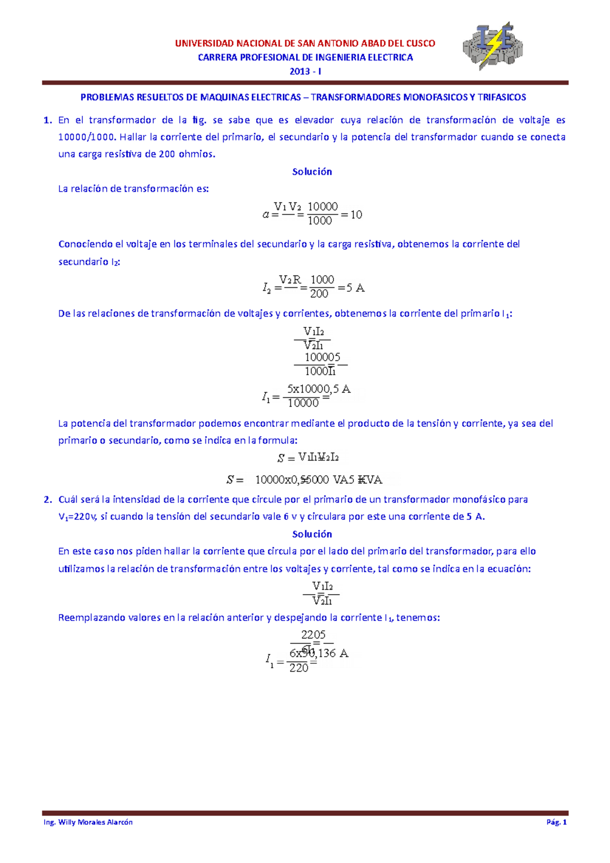 Problemas Resueltos De Maquinas Electricas Transformadores ...