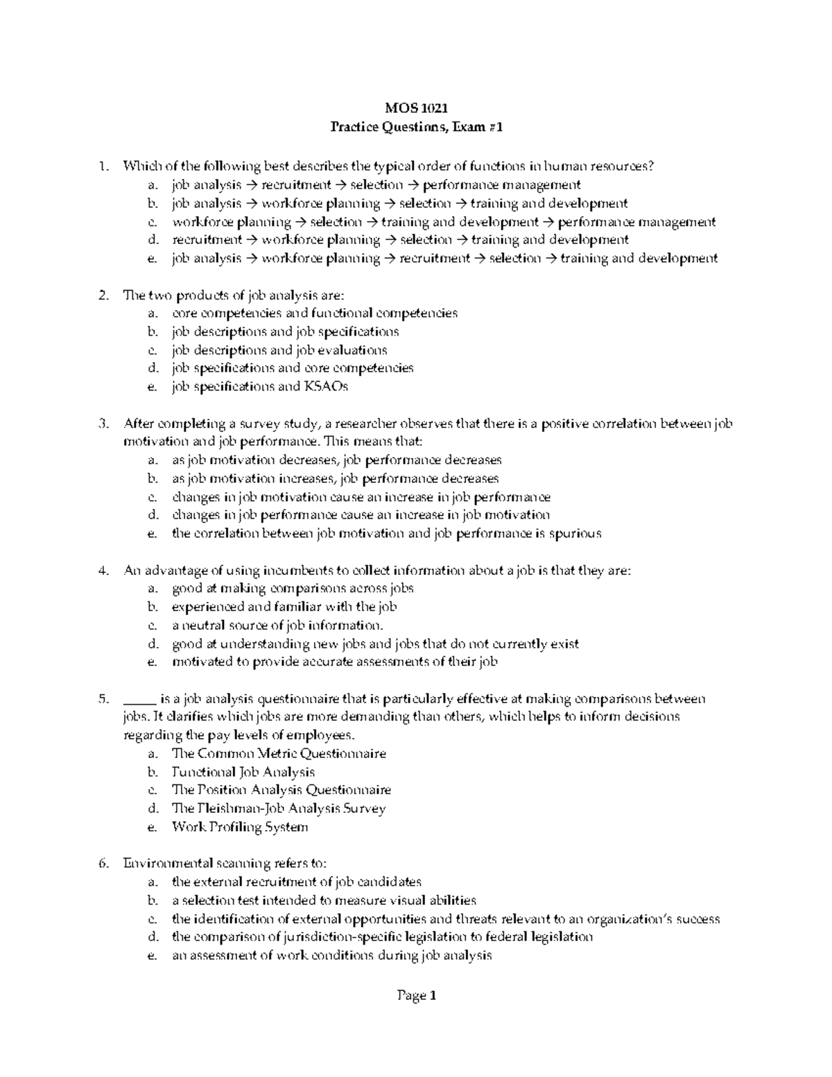 MOS+1021+Exam+Review+Questions - MOS 1021 Practice Questions, Exam 1 ...