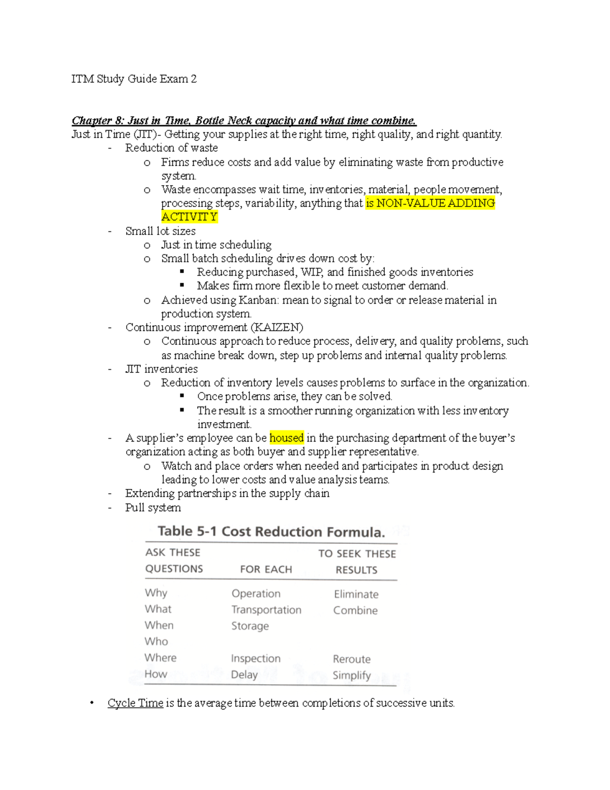 ITM Study Guide exam 2 - good - ITM Study Guide Exam 2 Chapter 8: Just ...