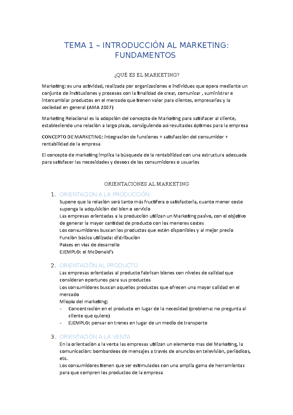Apuntes Marketing - TEMA 1 – INTRODUCCIÓN AL MARKETING: FUNDAMENTOS ...