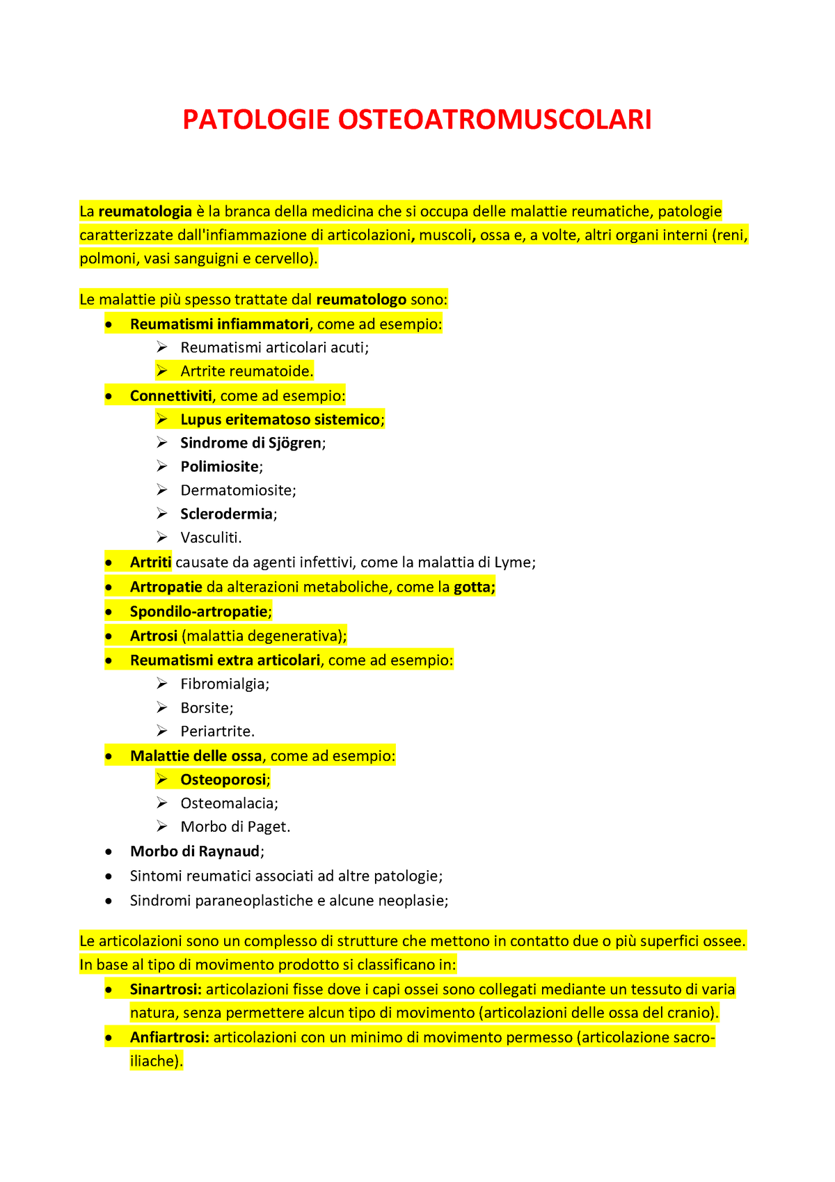 Patologie Osteoarticolari Croniche - PATOLOGIE OSTEOATROMUSCOLARI La ...