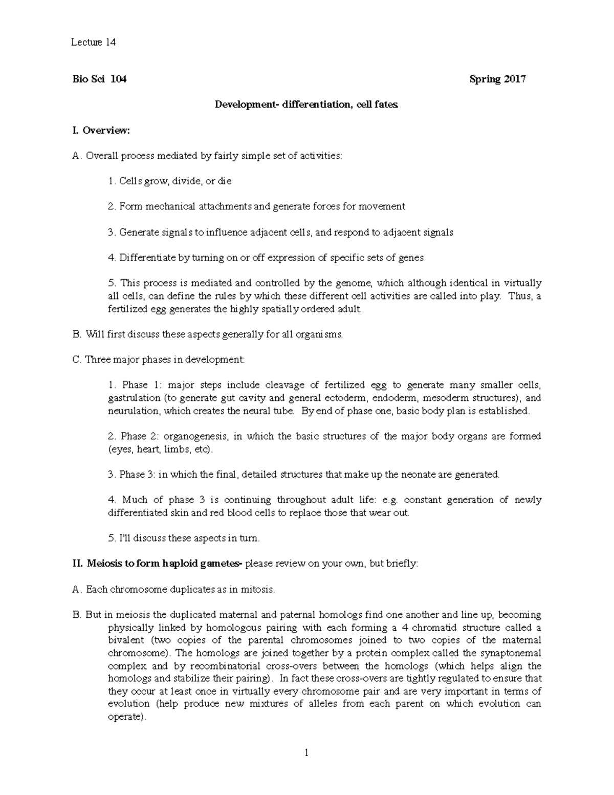 Lecture+14a-2017 - Lecture notes 14 - Bio Sci 104 Spring 2017 ...