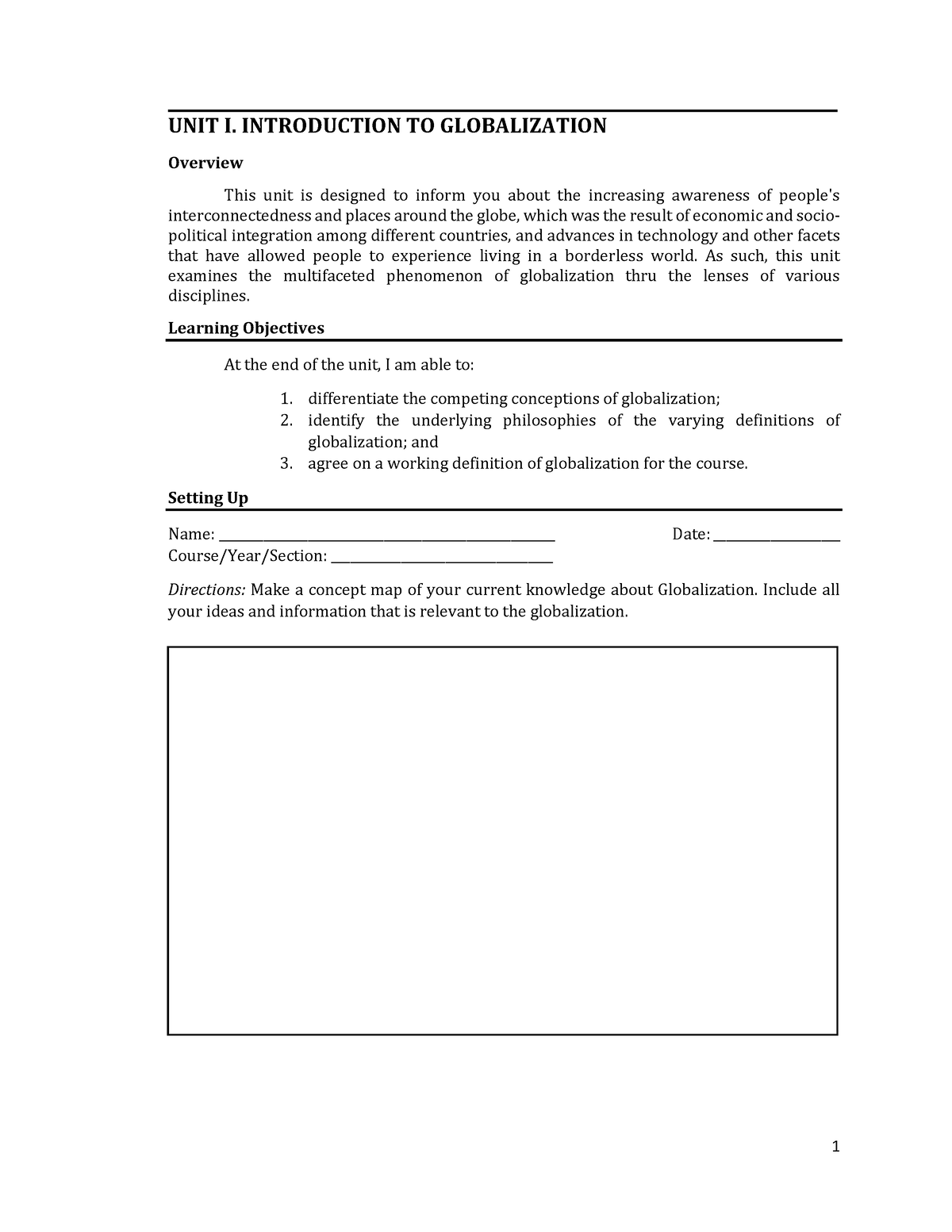 THE Contemporary World GE 3 Module Final - UNIT I. INTRODUCTION TO ...