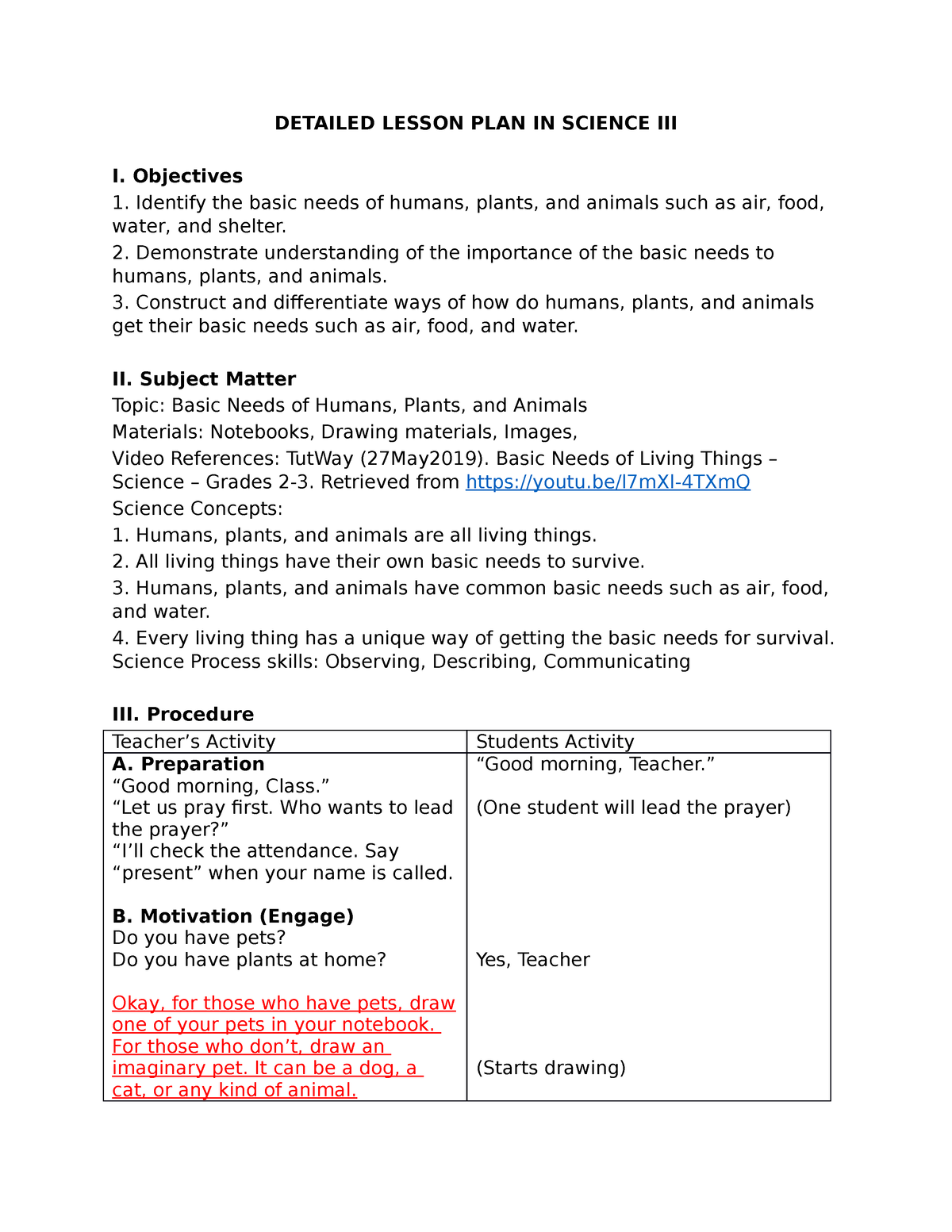 Detailed Lesson PLAN IN Science III Copy DETAILED LESSON PLAN IN 