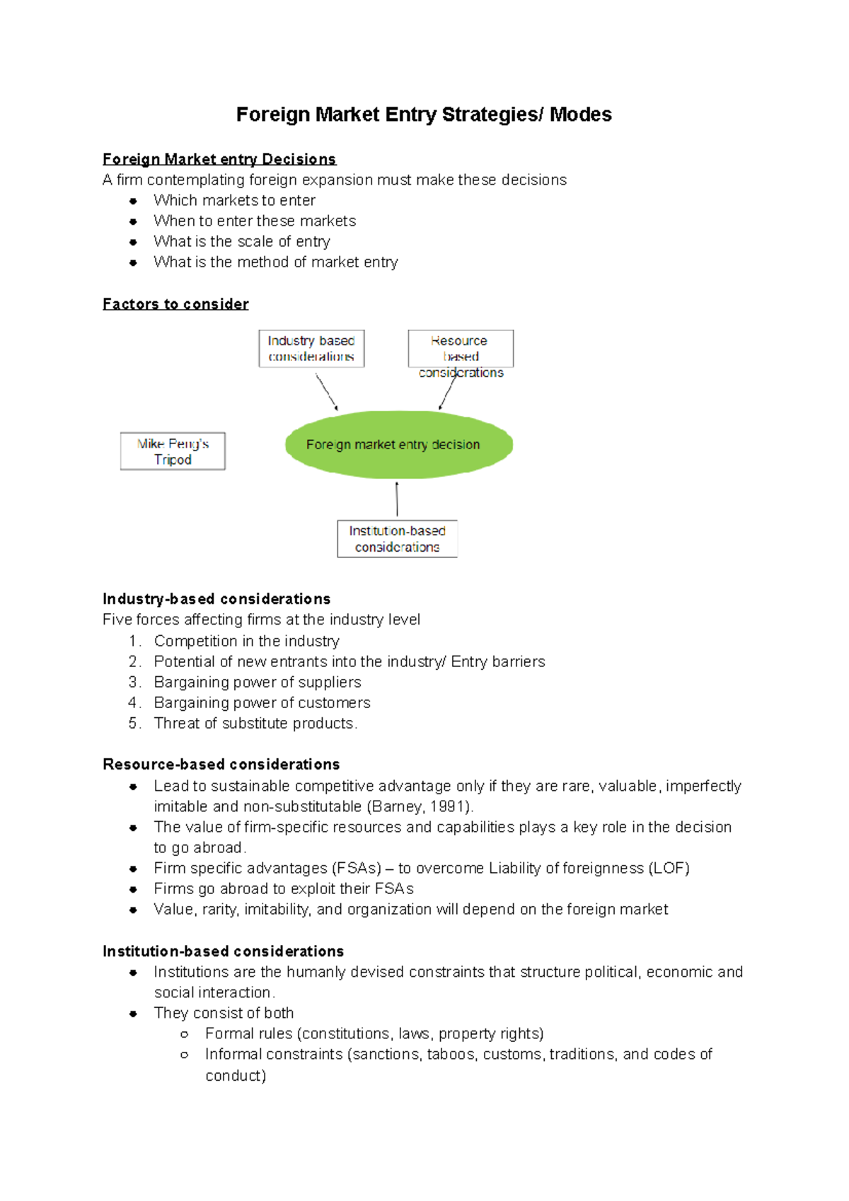 Lecture 6 - International Business Environment - Foreign Market Entry ...