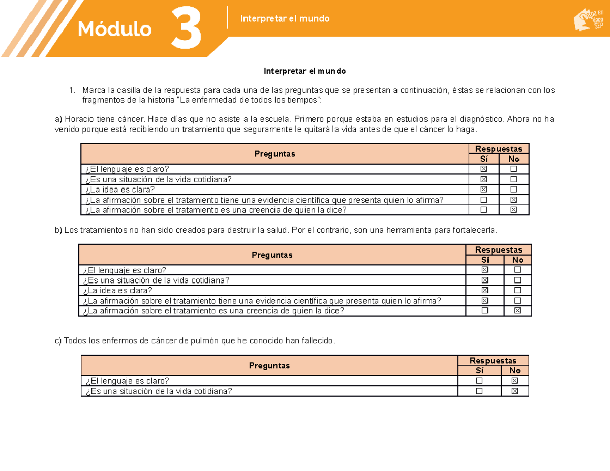 M03S1AI2 Interpretar El Mundo - Interpretar El Mundo Marca La Casilla ...