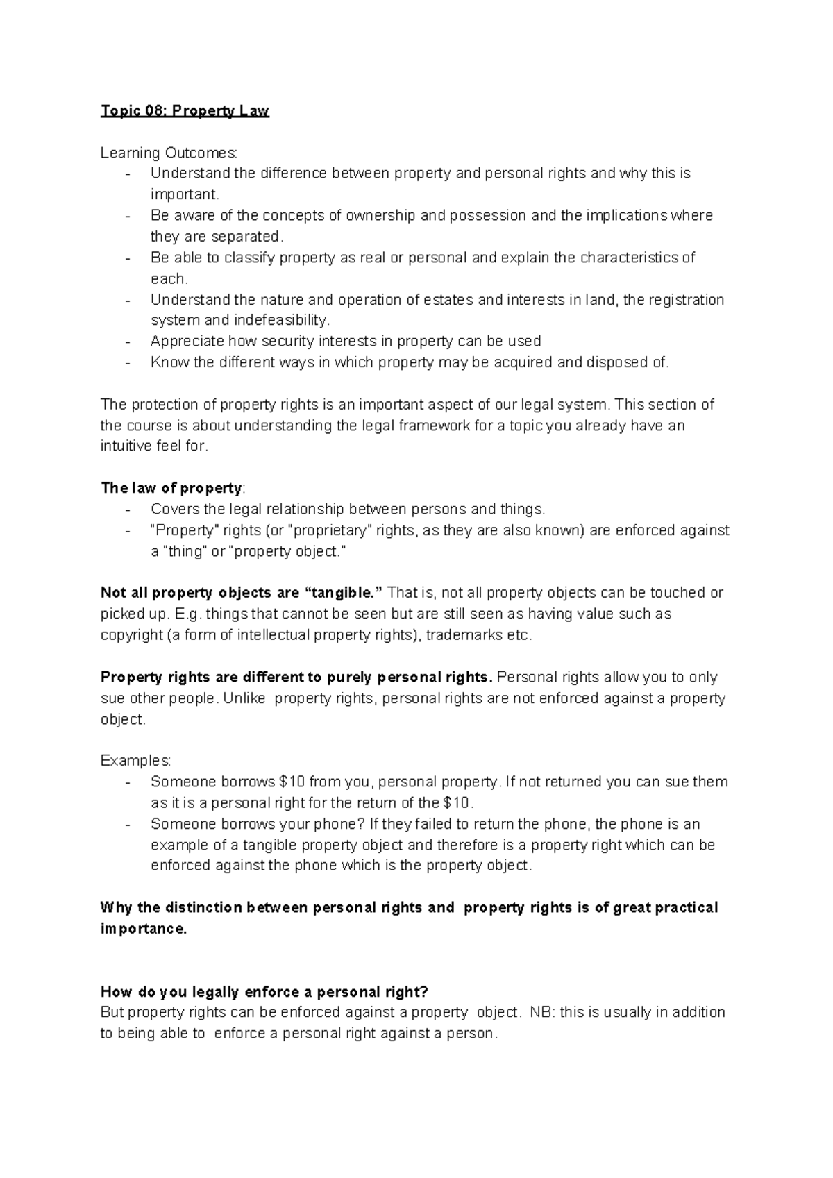 Topic 08 Property Law Topic 08 Property Law Learning