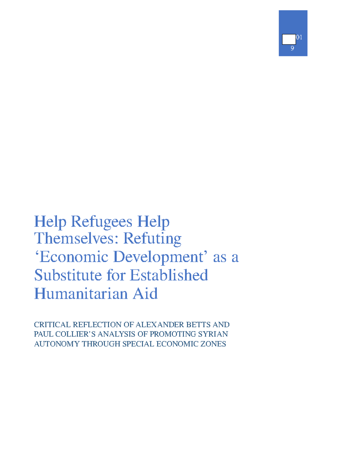 Alexander Betts and Paul Collier Reflection - 01 9 Help Refuge es Help ...