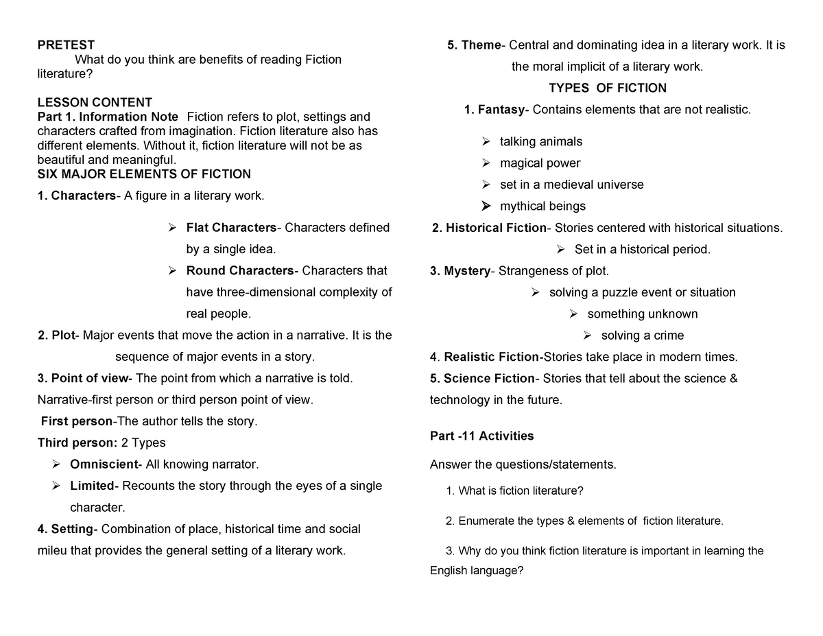 Contemporary,Popular &Emergent Literature - Module 1 &2 - PRETEST What ...