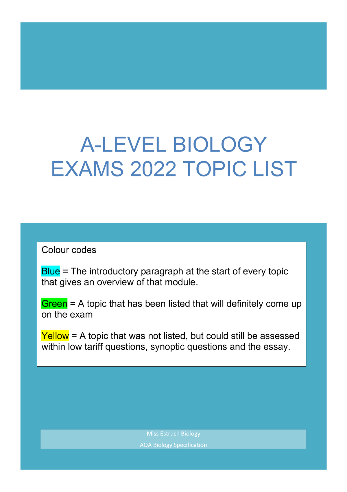 aqa a level biology essay miss estruch