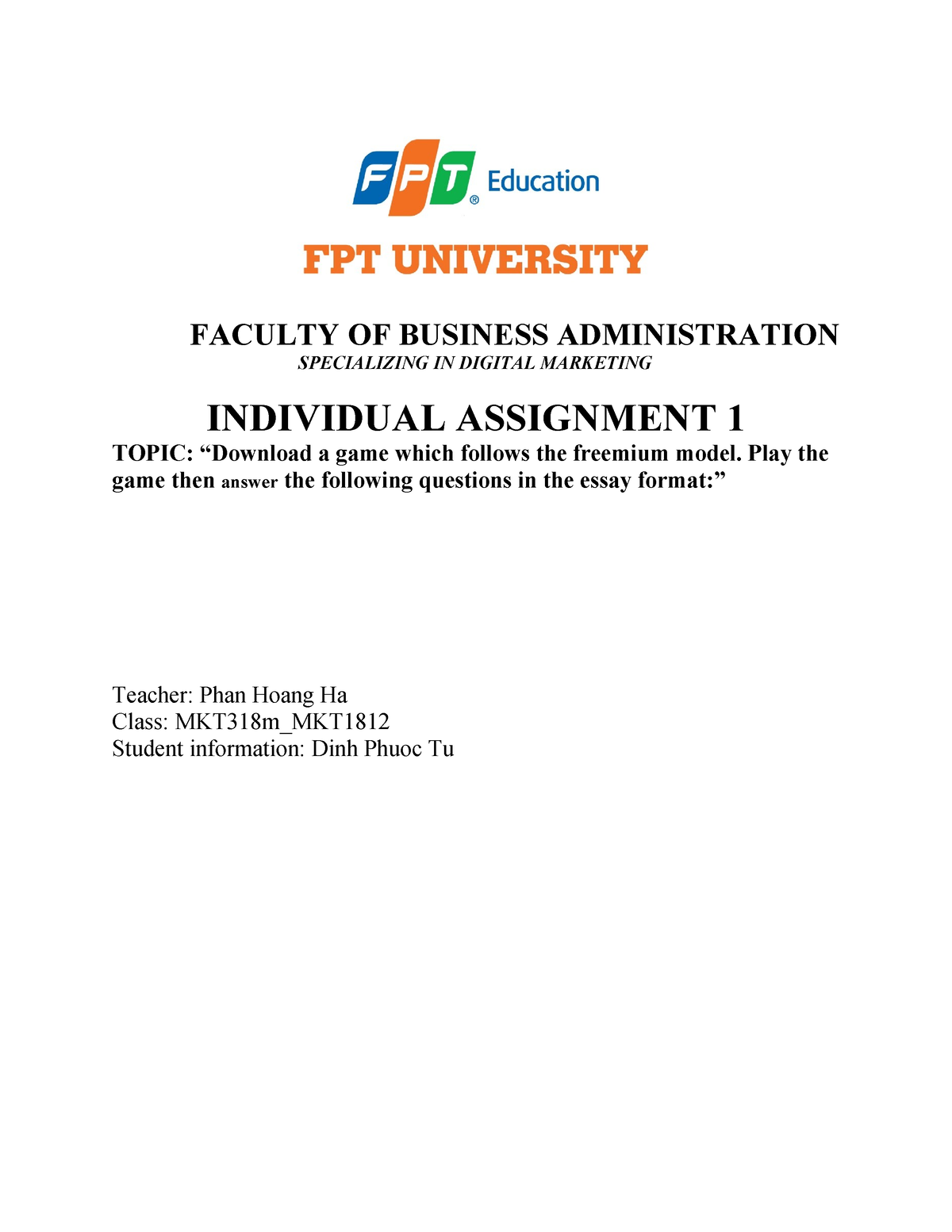 sample business administration assignments