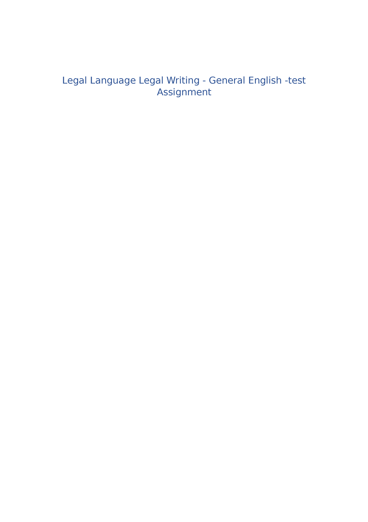 Legal Language - Legal Writing - General English Test Assignment ...