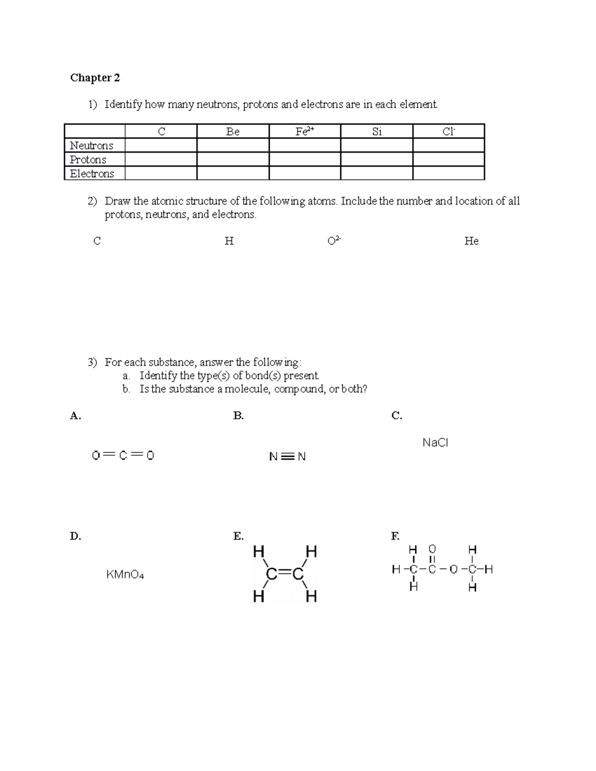 Chapter 2 Chemistry Worksheet - Chapter 2 Identify How Many Neutrons ...