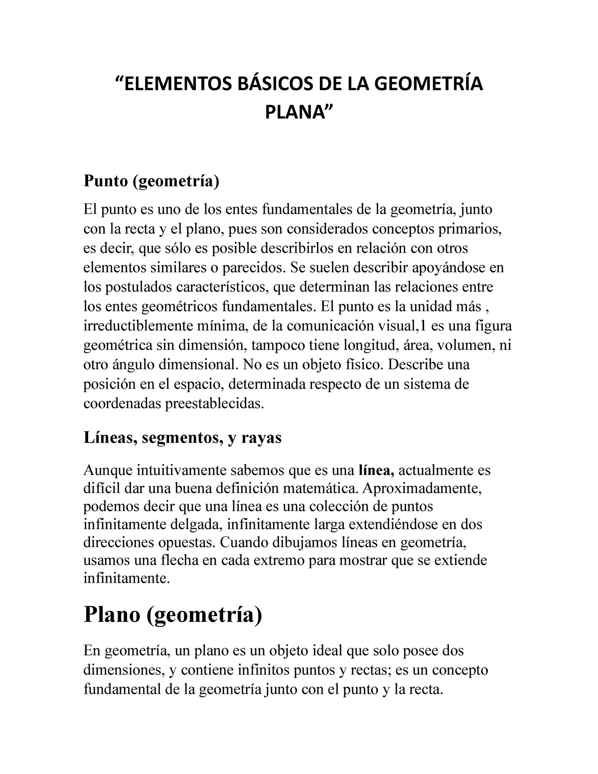 Elementos B Sicos De La Geometr A Plana Elementos B Sicos De La Geometr A Plana Punto Studocu