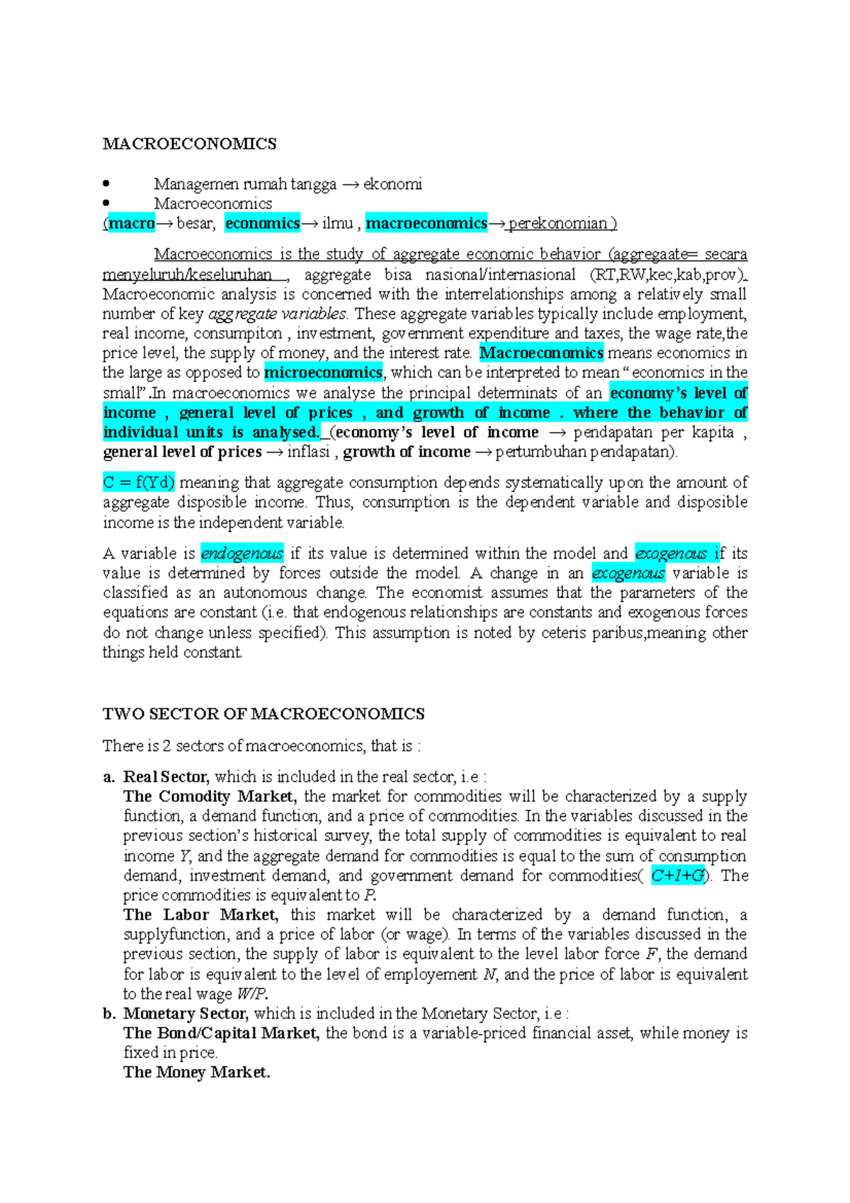 Macroeconomics For Economics - MACROECONOMICS Managemen Rumah Tangga → ...