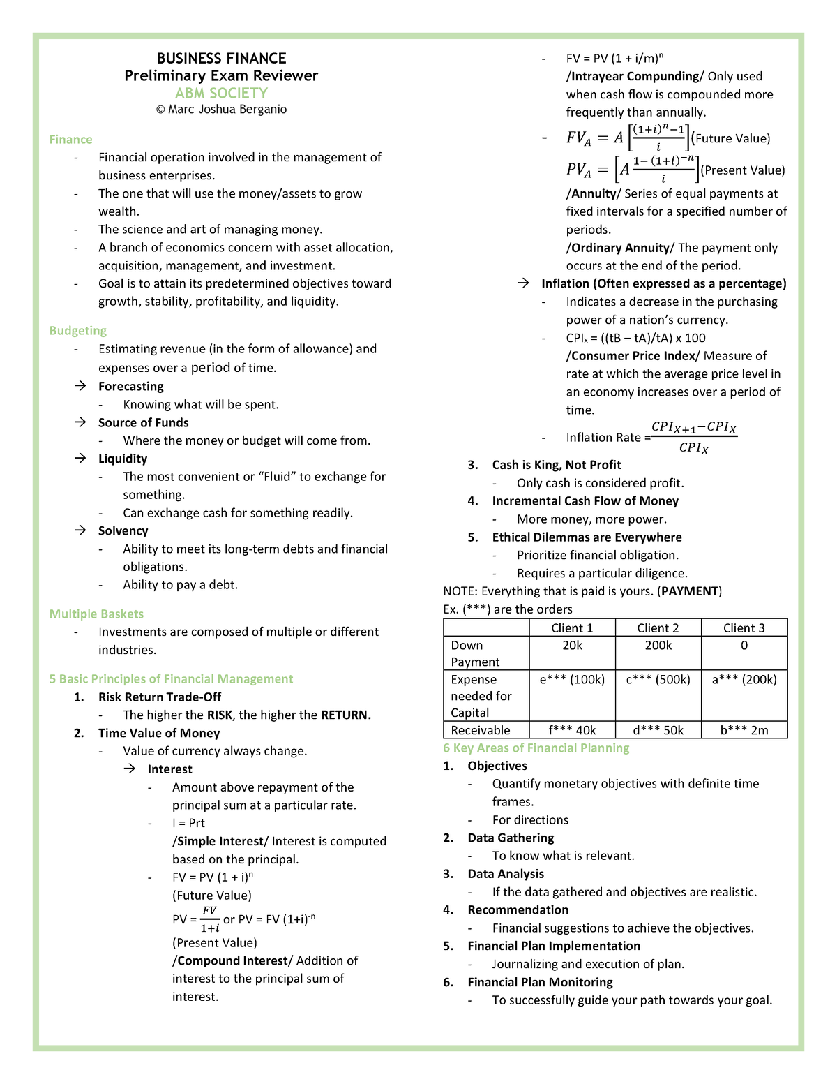 Prelims - Dodadibi - BUSINESS FINANCE Preliminary Exam Reviewer ABM ...