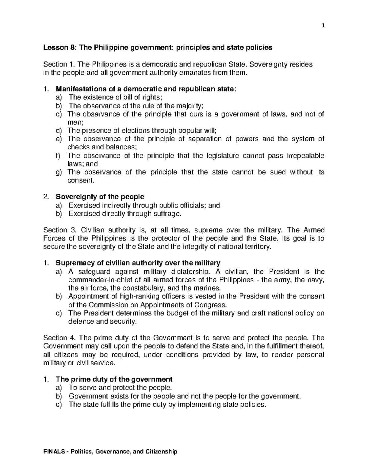 Politics Governance and Constitution Part 2 - Lesson 8: The Philippine ...