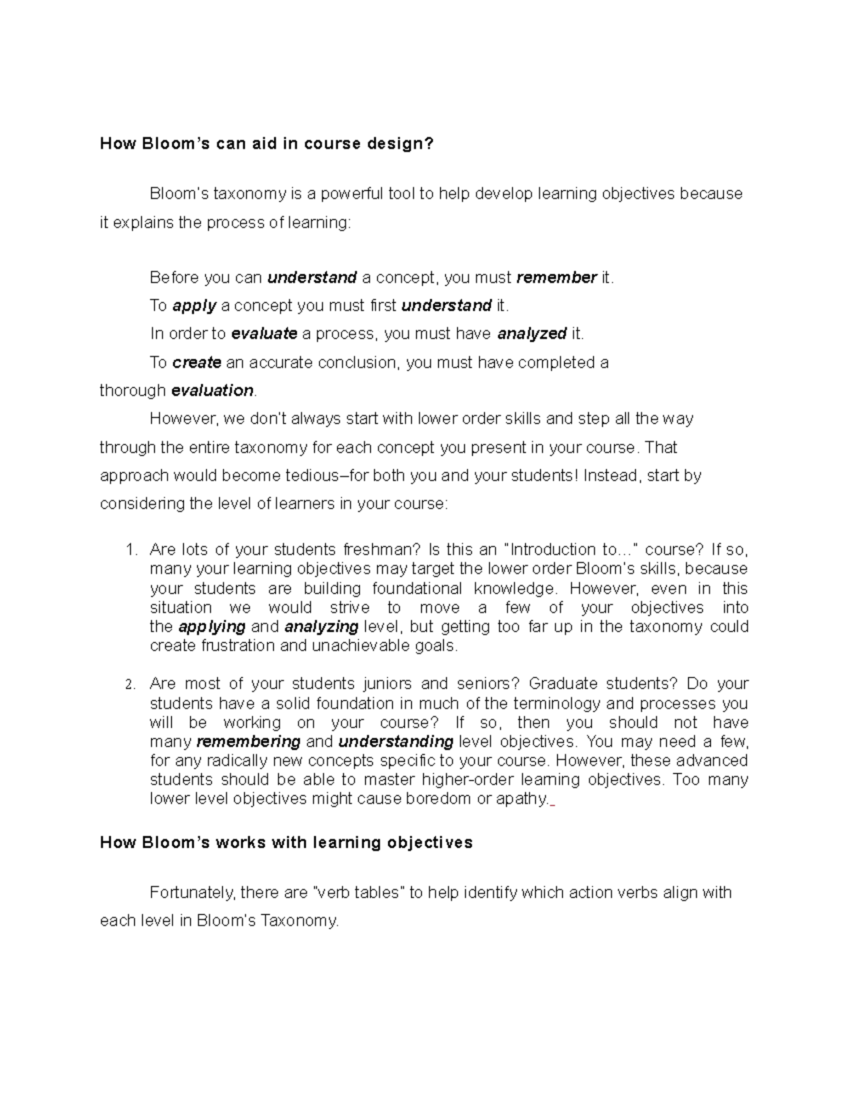 Production of Social Studies Instructional Materials How Bloom’s can