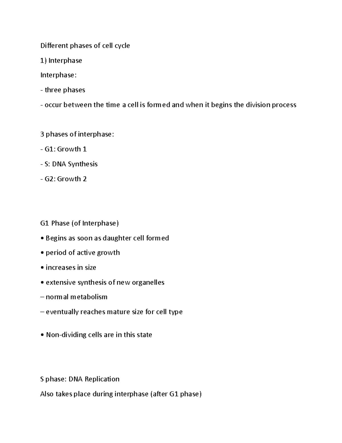 1 Different phases of cell cycle - Different phases of cell cycle ...