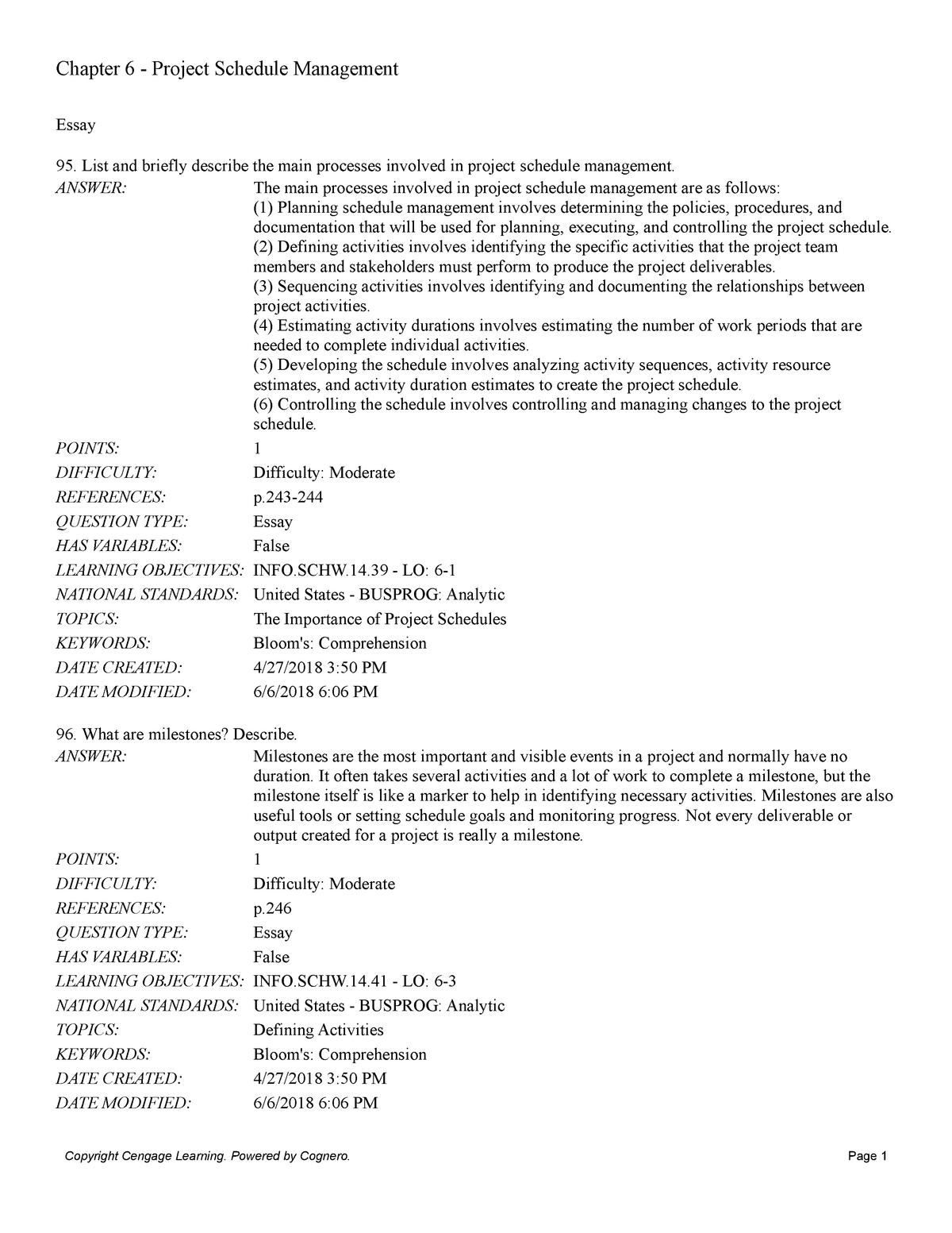 project schedule essay