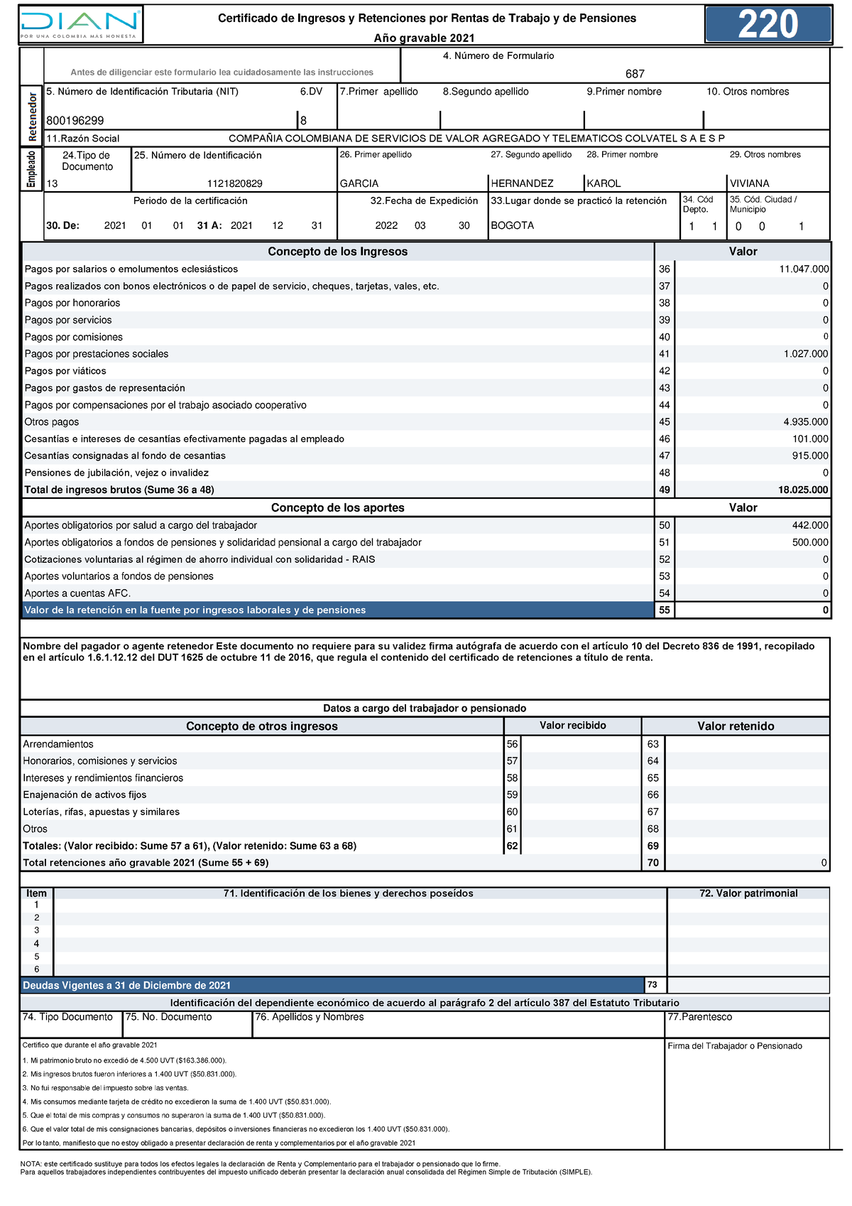 NOM921 21 - Nominal - Concepto De Los Ingresos Valor Pagos Por Salarios ...