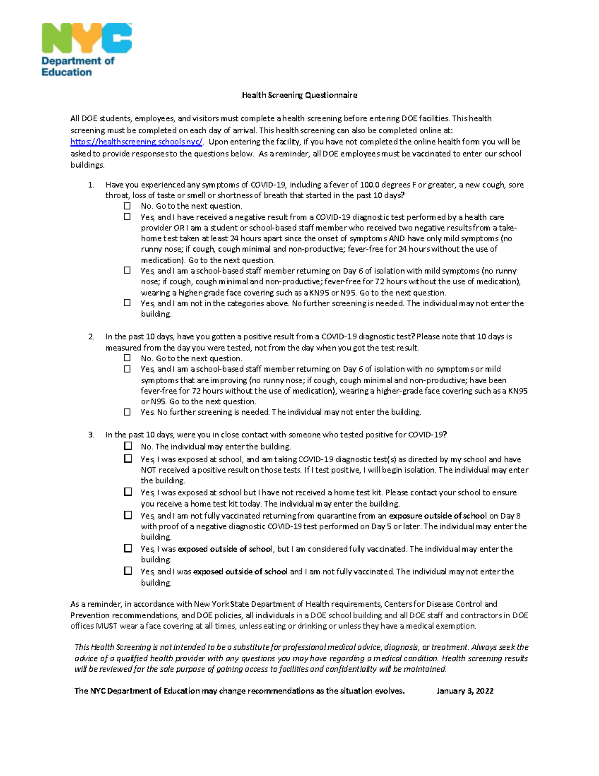 Health Screening Questionnaire 01 - Health Screening Questionnaire All ...