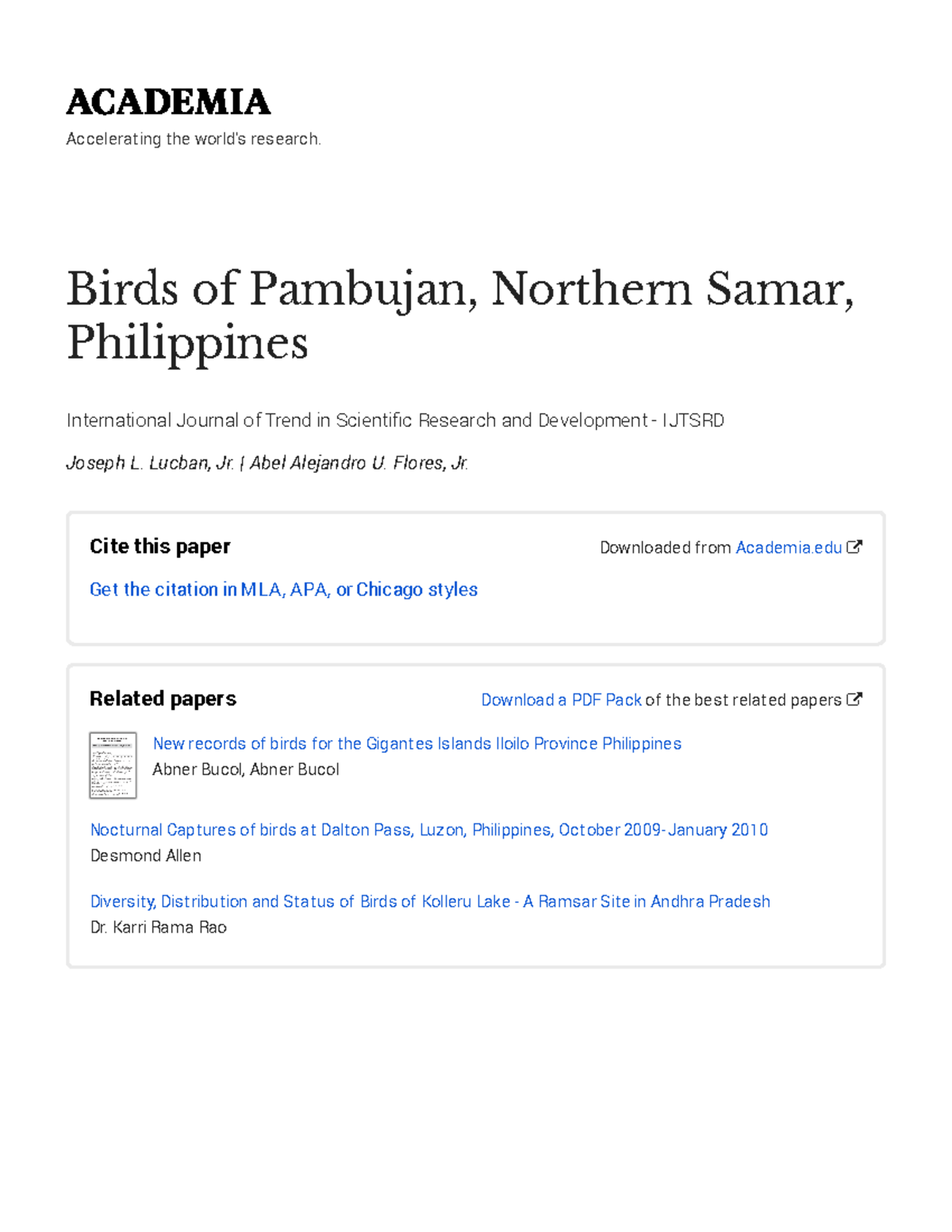 Birds of Pambujan Northern Samar Philippines - Accelerating the world's ...