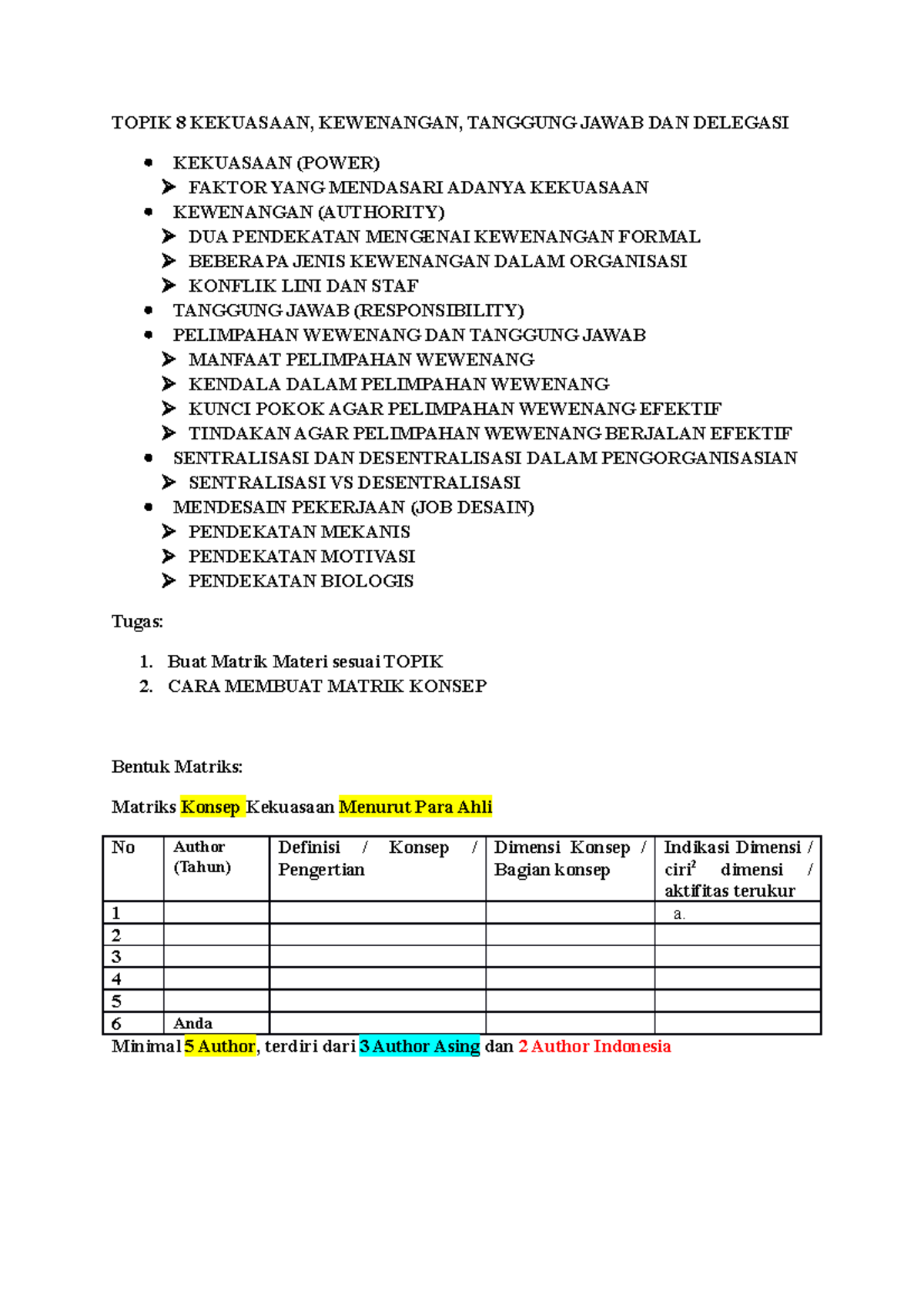 8. Kekuasaan, Kewenangan, Tanggung Jawab DAN Delegasi - TOPIK 8 ...