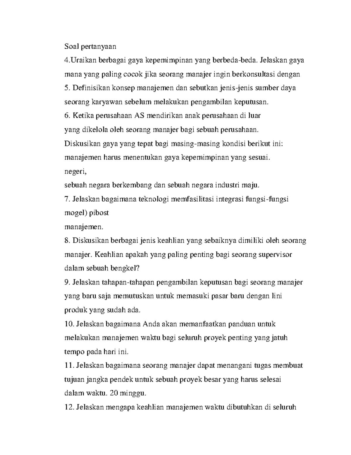 Soal 7 - Soal Pengantar Bisnis - Soal Pertanyaan 4 Berbagai Gaya ...