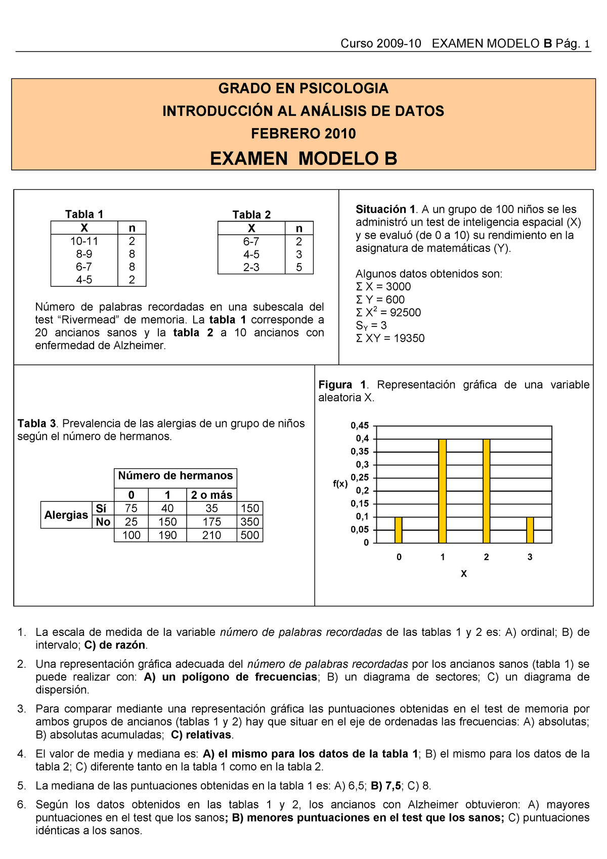 Examen Febrero 2010, Preguntas Modelo B - Curso 2009-10 EXAMEN MODELO B ...