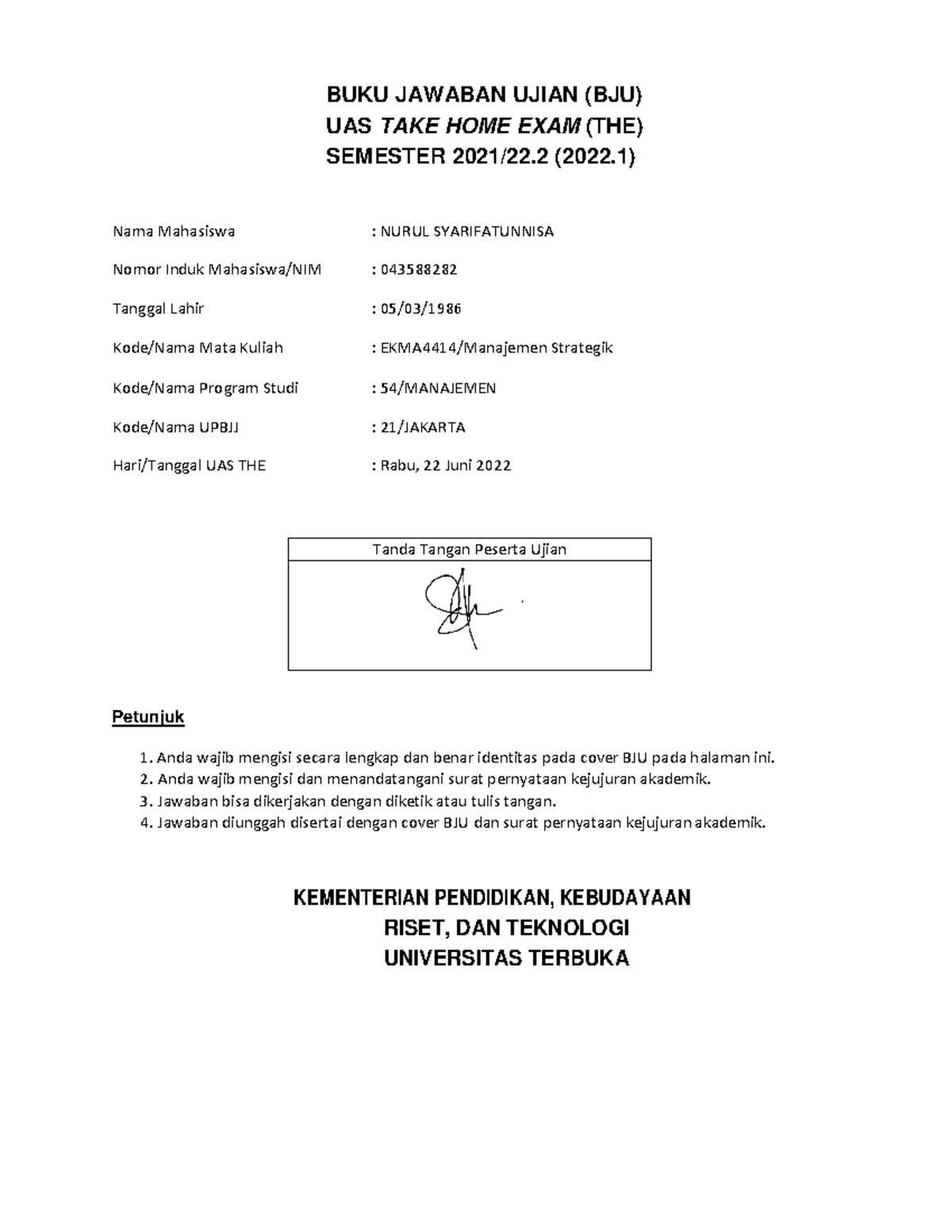 BJU Umum EKMA4414 Manajemen Strategik 043588282 - BUKU JAWABAN UJIAN ...