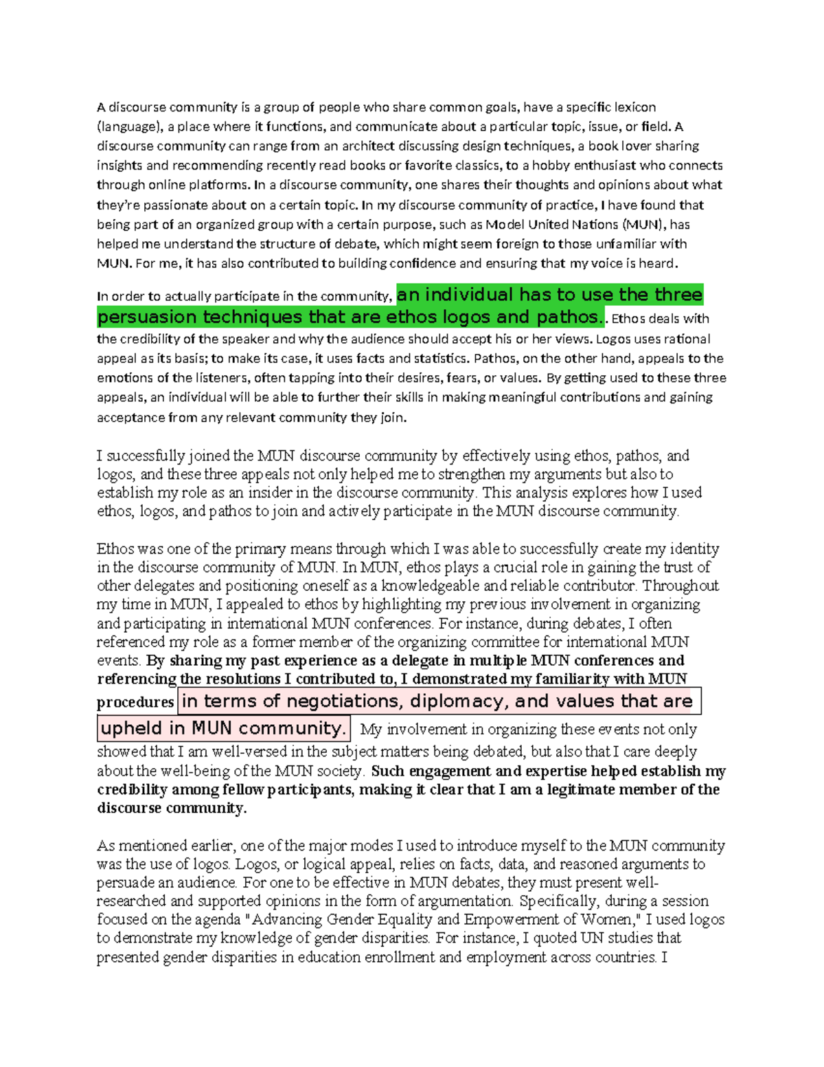 Final draft - A discourse community is a group of people who share ...