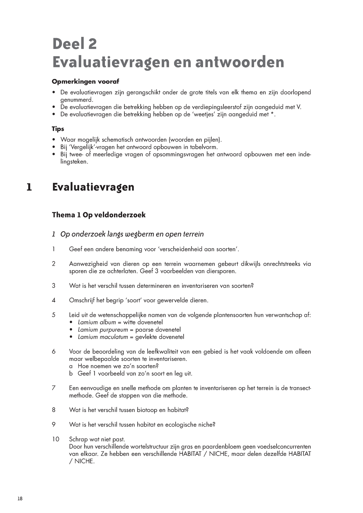 Evaluatievragen & Antwoorden Biogenie - 18 Deel 2 Evaluatievragen En ...