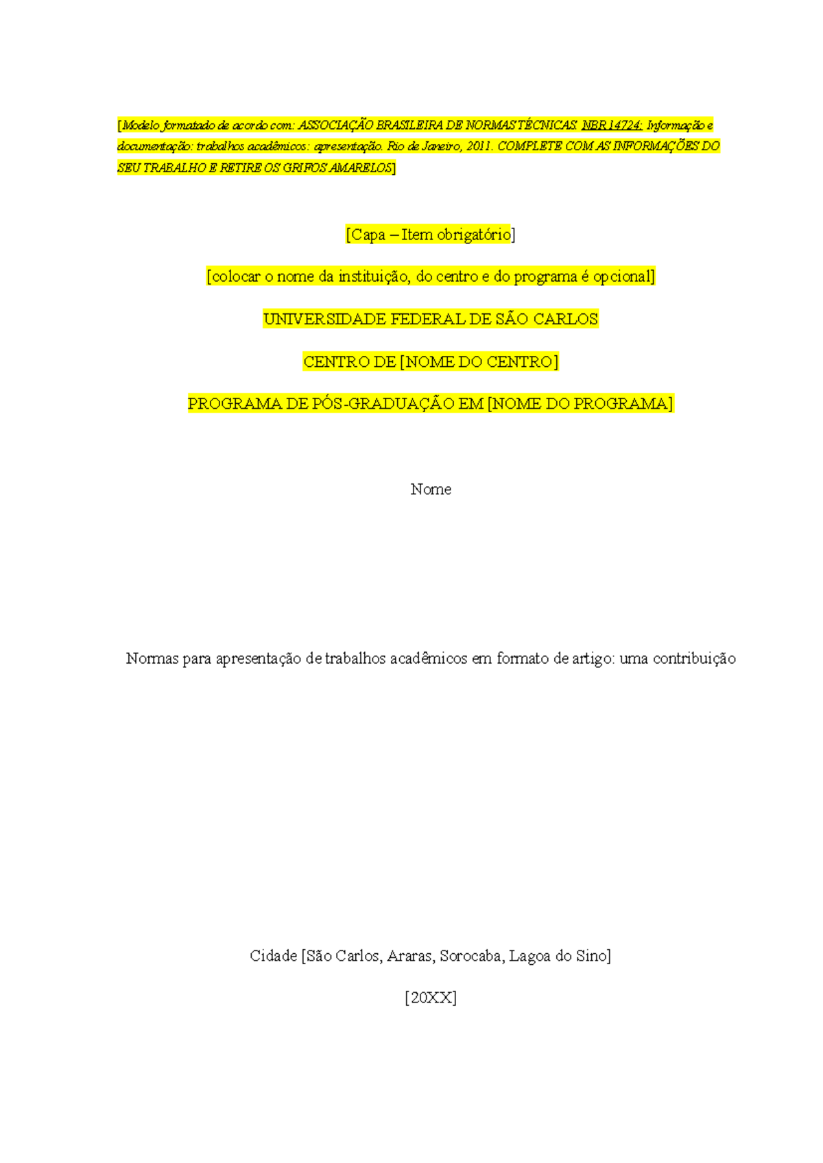 Modelo Trabalho academico formato artigo Atualizado 2023 - [Modelo ...