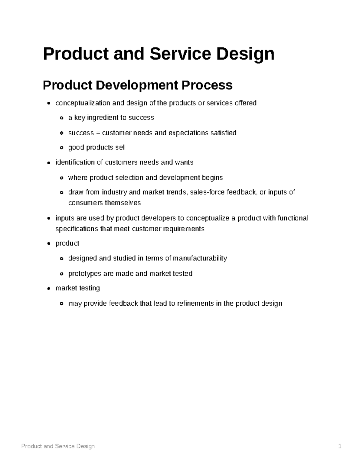 Product and Service Design - Product and Service Design Product ...